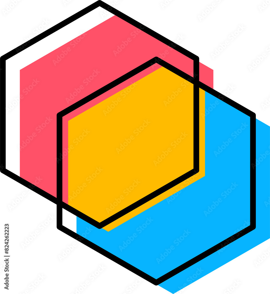 Aufkleber abstract geometric memphis hexagonal shapes, forms