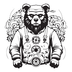 Creative Genius Bear Inventor Logo Design