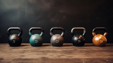 Fototapeta premium A photo of a collection of kettlebells.