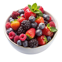 Fototapeta premium A bowl of vibrant mixed berries isolated on Transparent background.