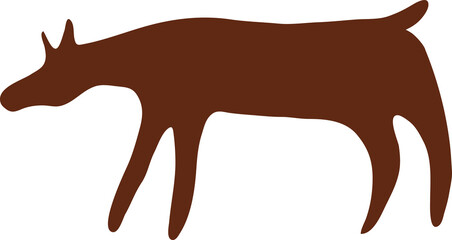 Animal cave painting, prehistoric caveman artwork