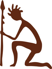 Hunter cave painting, prehistoric caveman artwork © Vector Tradition