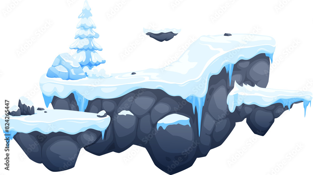 Poster arcade game platform with ice and snow, game level