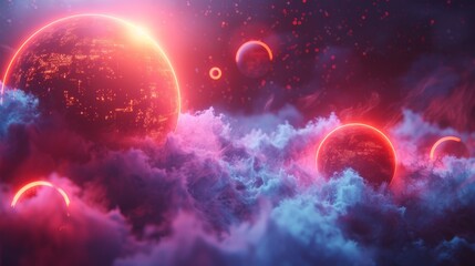 A geometric abstract background with neon lights. 