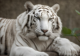 A portrait of a languid White Tiger.