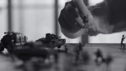 Soldier Models on Table Simulating Warfare