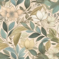 Artwork with the concept of floral and plant motifs stacked for wallpaper or background.