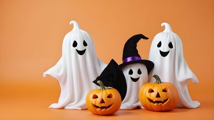 Obraz premium halloween pumpkin and ghost