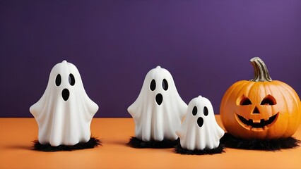halloween pumpkin and ghost