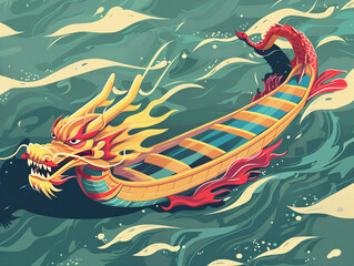 Dragon Boat Festival race package zongzi dragon boat illustration
