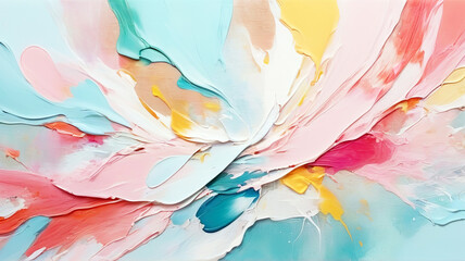 Obraz premium Abstract painting of artwork with a mixture of pastel color brush strokes 