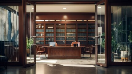 A photo of a law office entrance with glass doors