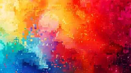 Vibrant Digital Pixel Art Abstract with Ample Copyspace