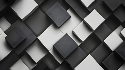 Overlapping Monochrome Squares Minimalist Abstract Pattern for Modern Design