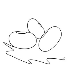 Continuous line drawing of beans. Vector illustration.