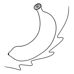Continuous line drawing fruit of banana. Vector illustration.