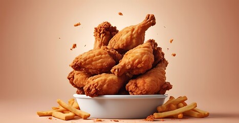 isolated on soft background with copy space National Chicken Wing Day concept, illustration