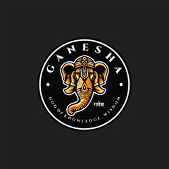 god ganesha or elephant god logo design vector illustration