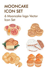 Mooncake logo vector icon set 