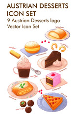Austrian dessert logo vector icon set 