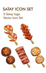 Satay logo vector icon set 