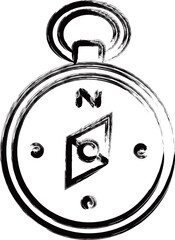 筆書きキャンプアイコン　方位磁針