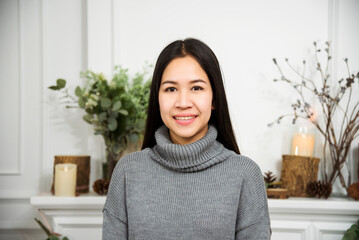 Portrait young women happiness smiling laugh happy person. Japanese girl happiness person joy cheerful person. Beauty Asian women smile laughing looking at camera and laughing