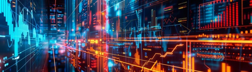 An augmented reality business pitch by a newcomer to a seasoned investor, Scifi, Bright neon, Digital painting, Cuttingedge technology