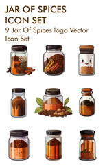Jar of spices logo vector icon set