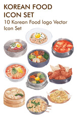 Korean food logo vector icon set 