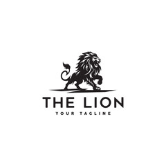 roaring lion king logo design vector illustration