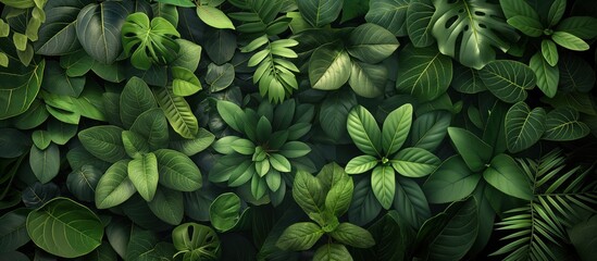 Lush Green Tropical Foliage Background