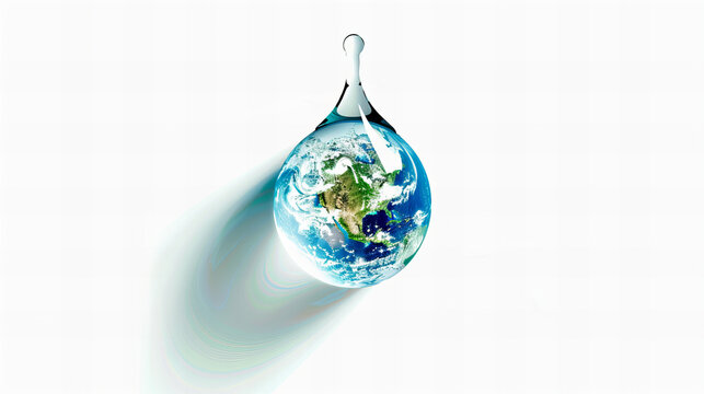 Earth in a Water Drop - This photo features an Earth globe inside a water drop, symbolizing the importance of water resources and environmental protection.