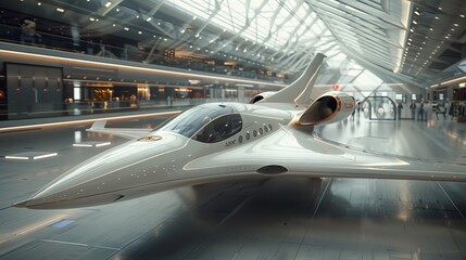 Futuristic Airplane Flying Through Air Pocket with Advanced Aerodynamics - Photorealistic Render
