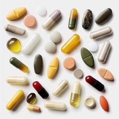 Different types of tablets on whit background