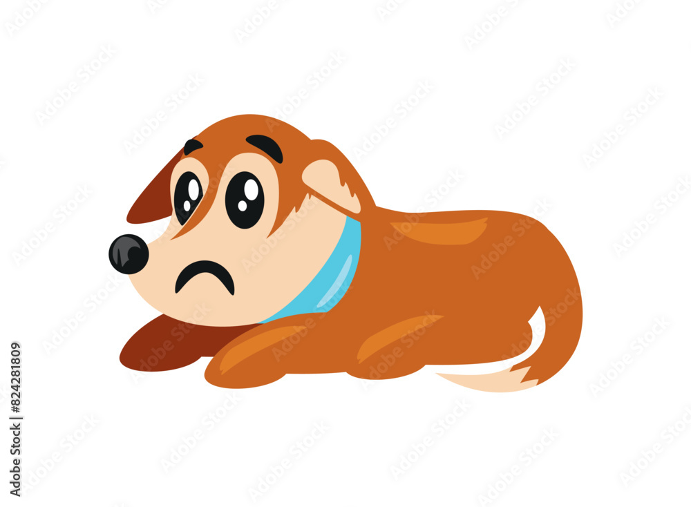 Sticker sad sitting puppy dog