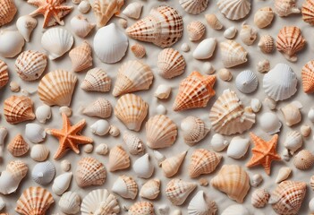 Seashells and starfish on the beach