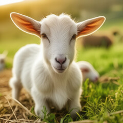 Obraz premium young goat on the meadow