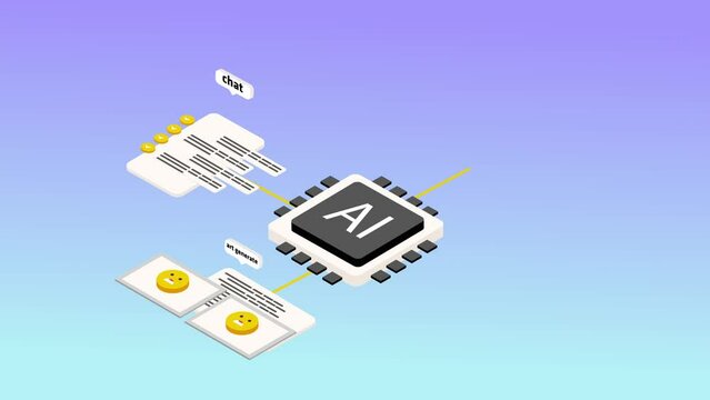 Programming or coding course neural network and artificial intelligence isometric 3d animation cartoon