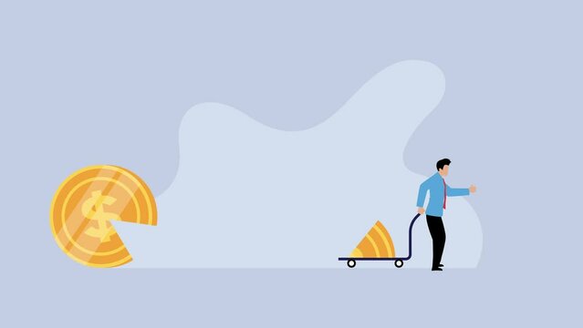 Money management, financial planning or wealth management or investment portfolio cartoon animation