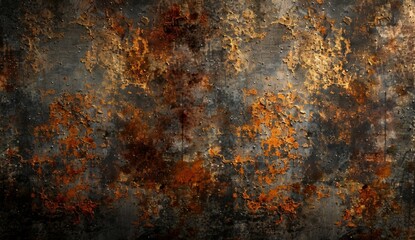 rusty metal texture with rust and oil on a dark background.