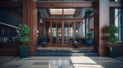 A photo of a stylish law firm entrance.