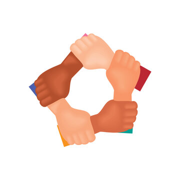 hands together unity and team