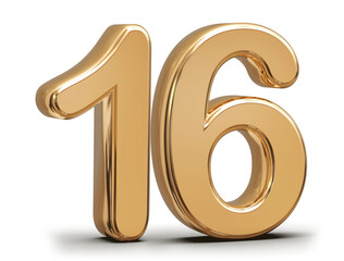 Golden 3d number 16