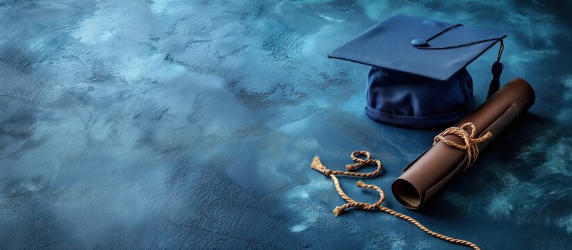 Graduation Cap with Diploma Scroll