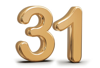 Golden 3d number 31