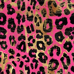 Pink and gold seamless leopard leather texture. AI generated
