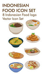 Indonesian food logo vector icon set 