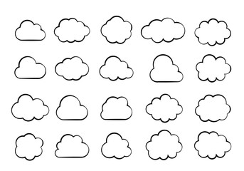 ビジネスに使えるクラウド雲アイコン手描き