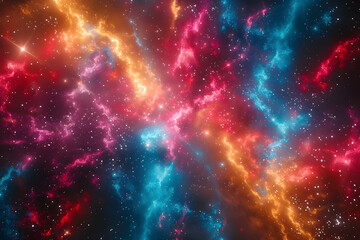 Obraz premium Big Bang colorful space galaxy fog cloud nebula. Universe science astronomy and stary night cosmos mockup background. Supernova concept wallpaper.